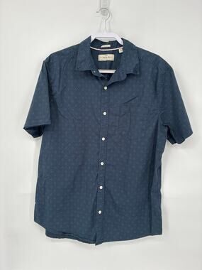 Hawker Rye Regular Fit Navy Blue Dotted Triangle Short Sleeve Button Down XL